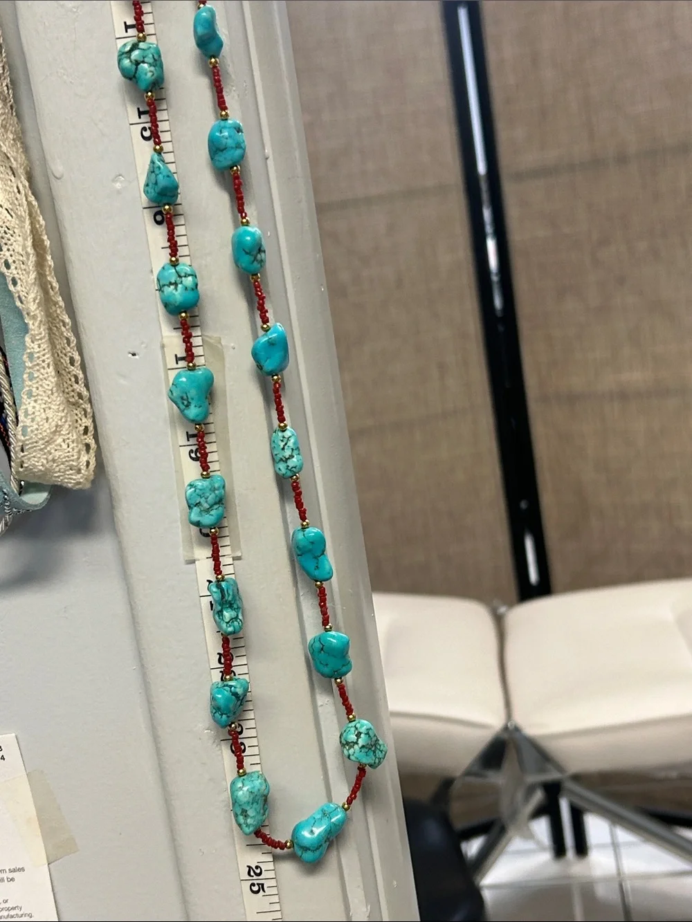 Lee Sands Turquoise Bead Necklace.Turquoise & Red! Nugget turquoise earrings.